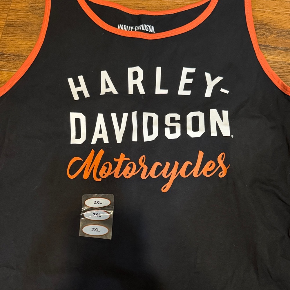 Harley-Davidson Black Tank Top with Orange Accents